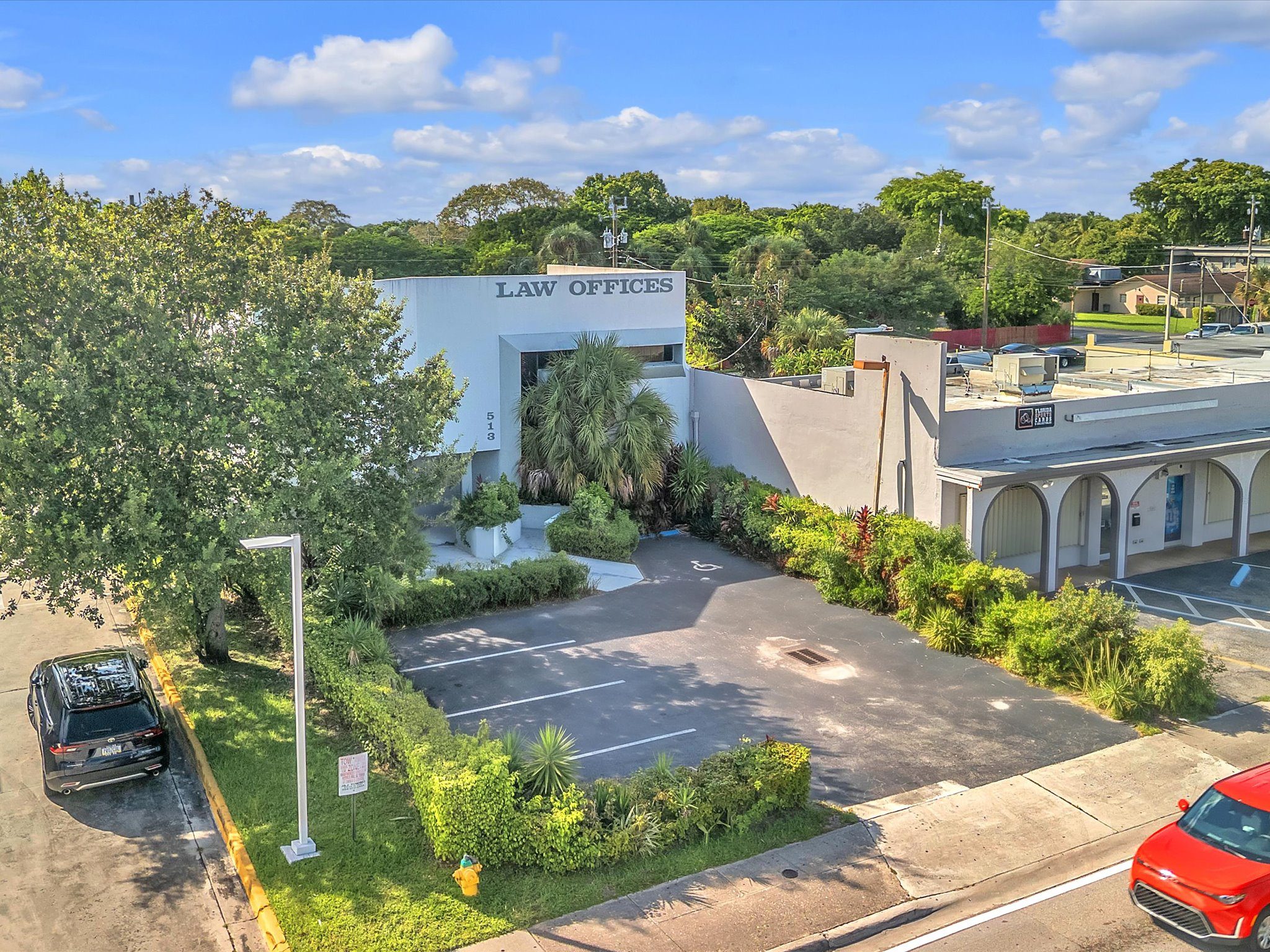 Aerial View of Building and Front Parking