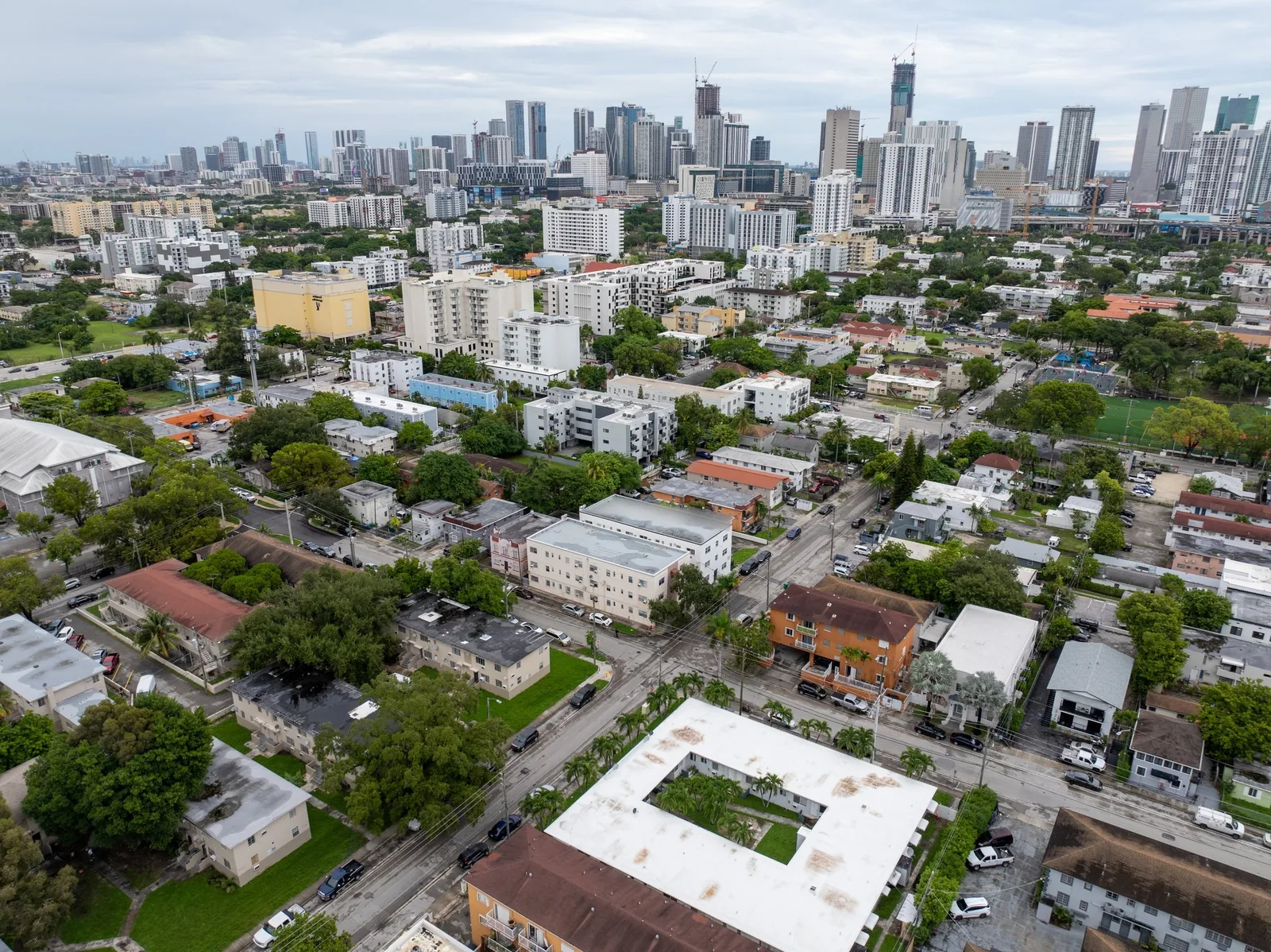 Aerial looking toward Downtown Miami and Brickell