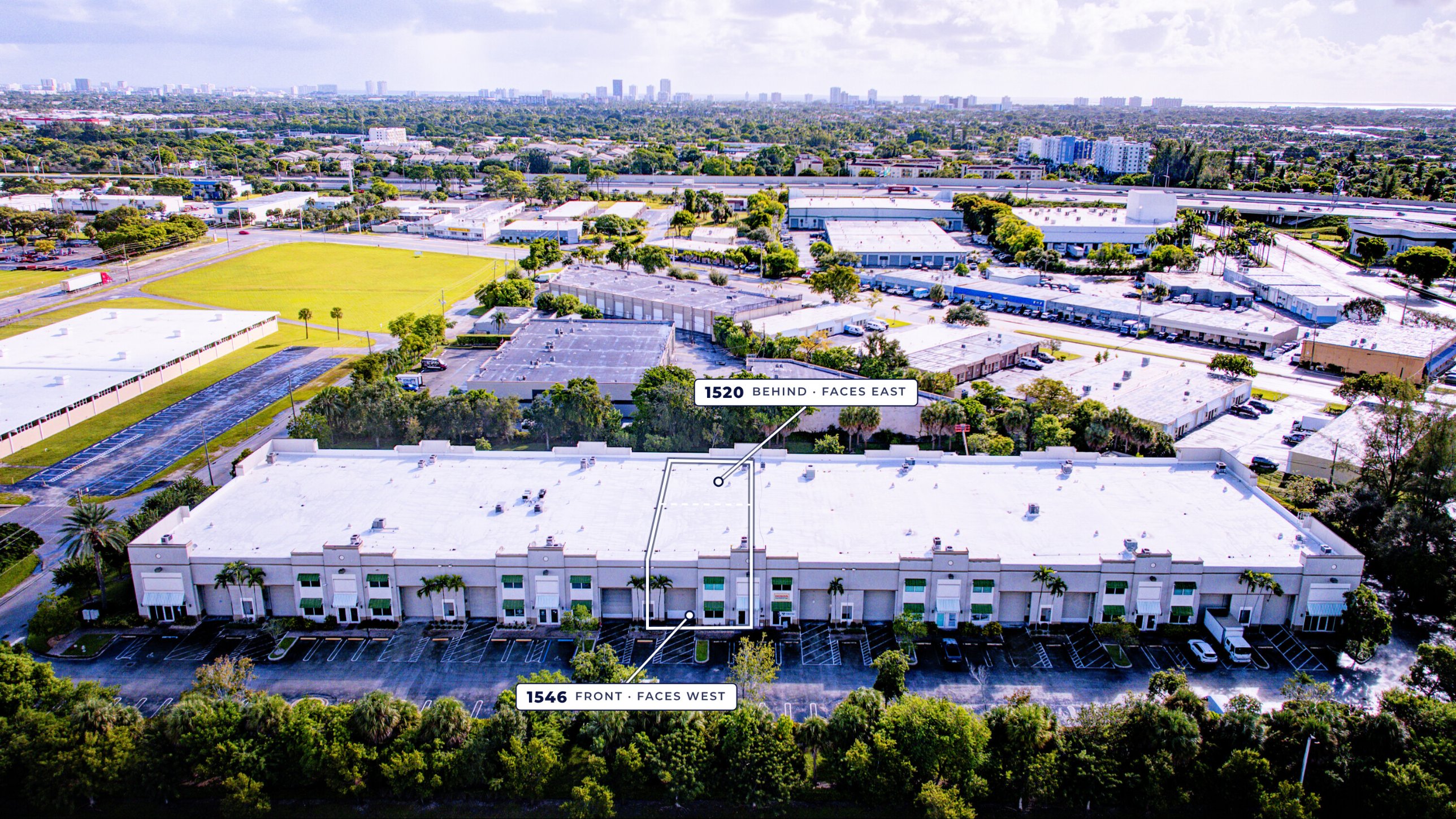 Aerial view, west side, units outlined